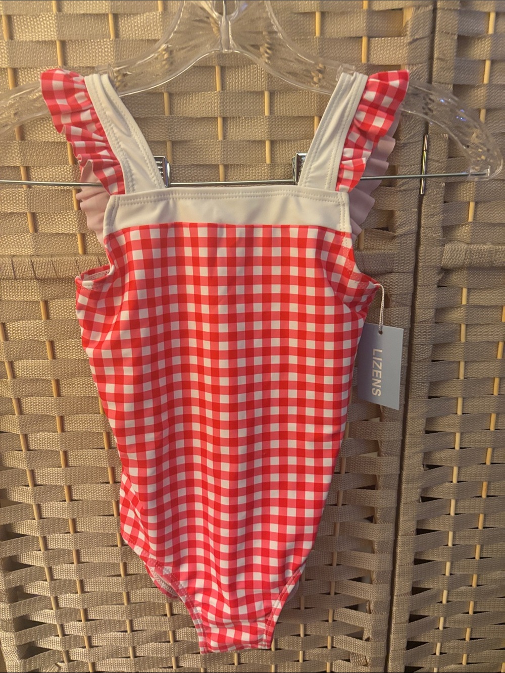 Lizenz Red & White Gingham Ruffle Strap One-Piece